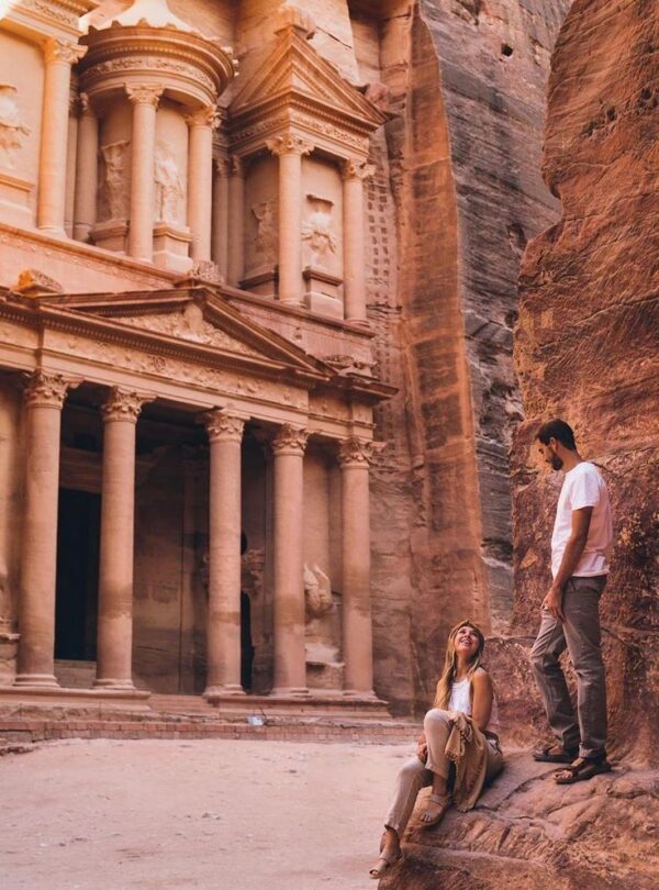 Honeymooners Enjoying Petra as part of their Jordan Honeymoon Tour